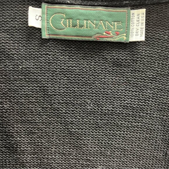 Vintage Cullinane Black Cardigan Sweater with Velvet Bow Detail Sz S - Picture 7 of 8